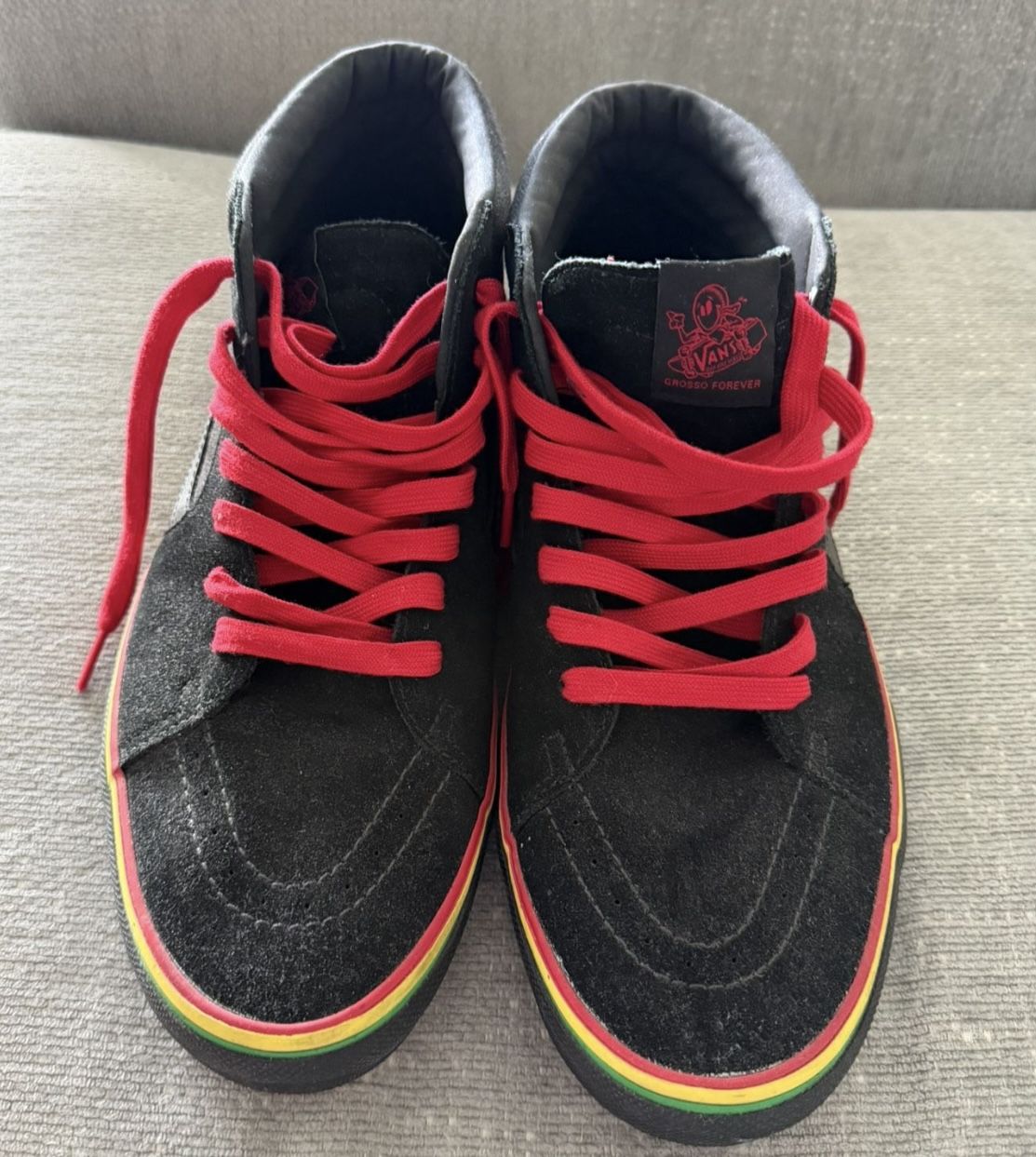 VANS Rasta Red Yellow & Green Rare Hi-top Skate Shoe