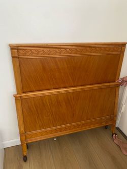 Vintage Wood Bed Headboard and Footboard