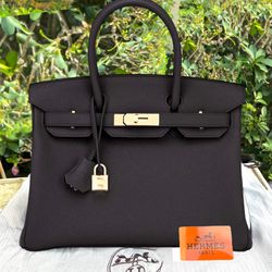 Hermes Classic Birkin 30cm Black Togo Rose Gold Hardware Bag U Stamp