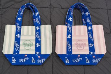 Customized Dodgers trader joe’s stripped mini totes
