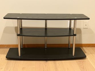 Black 3 tier TV Stand with chrome detailing