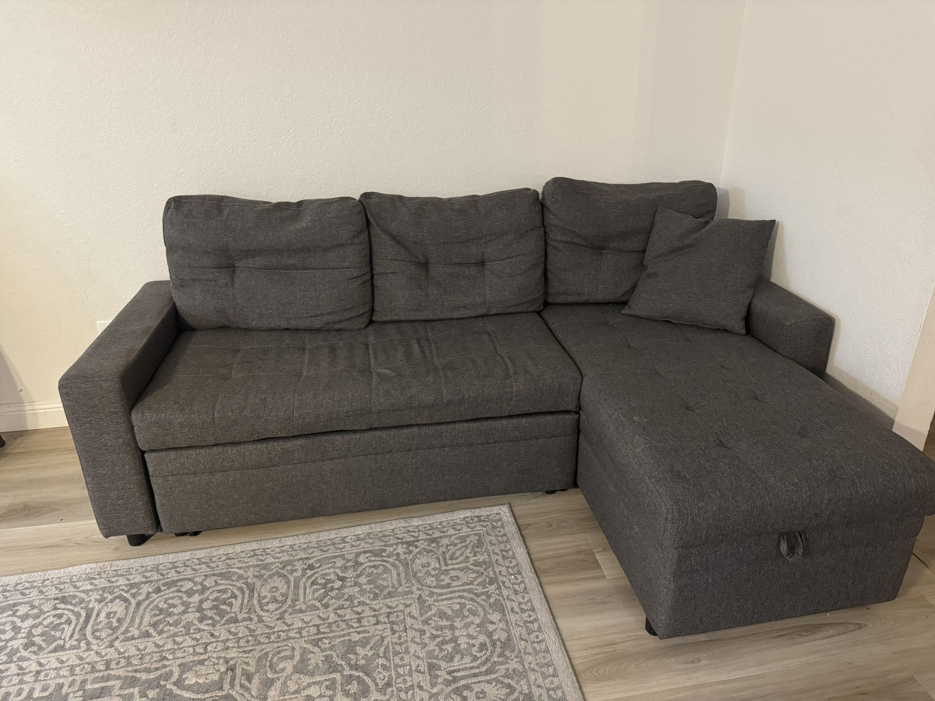 Sleeper L-shape sofa with storage chaise