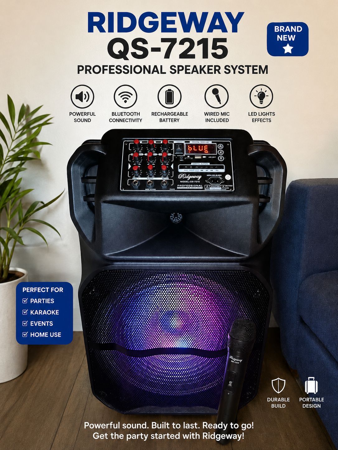 Ridgeway QS-7215 Professional Bluetooth Speaker – Like New🔥