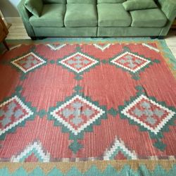 Handmade Indian Wool Jute Rug 7x10 ft.