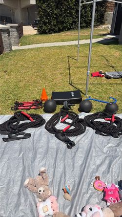 Workout Equiptment ladders battle ropes cones ball slam balls