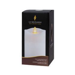 LUMINARA Flameless Slim LED Pillar Candle Flickering Real Flame (4-Pack) (White - Real Wax)