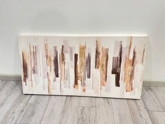 Large Abstract Canvas Wall Art – Brown, Gold & Neutral