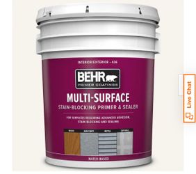 5-gallon container of BEHR Multi-Surface Stain- Blocking Primer & Sealer,
