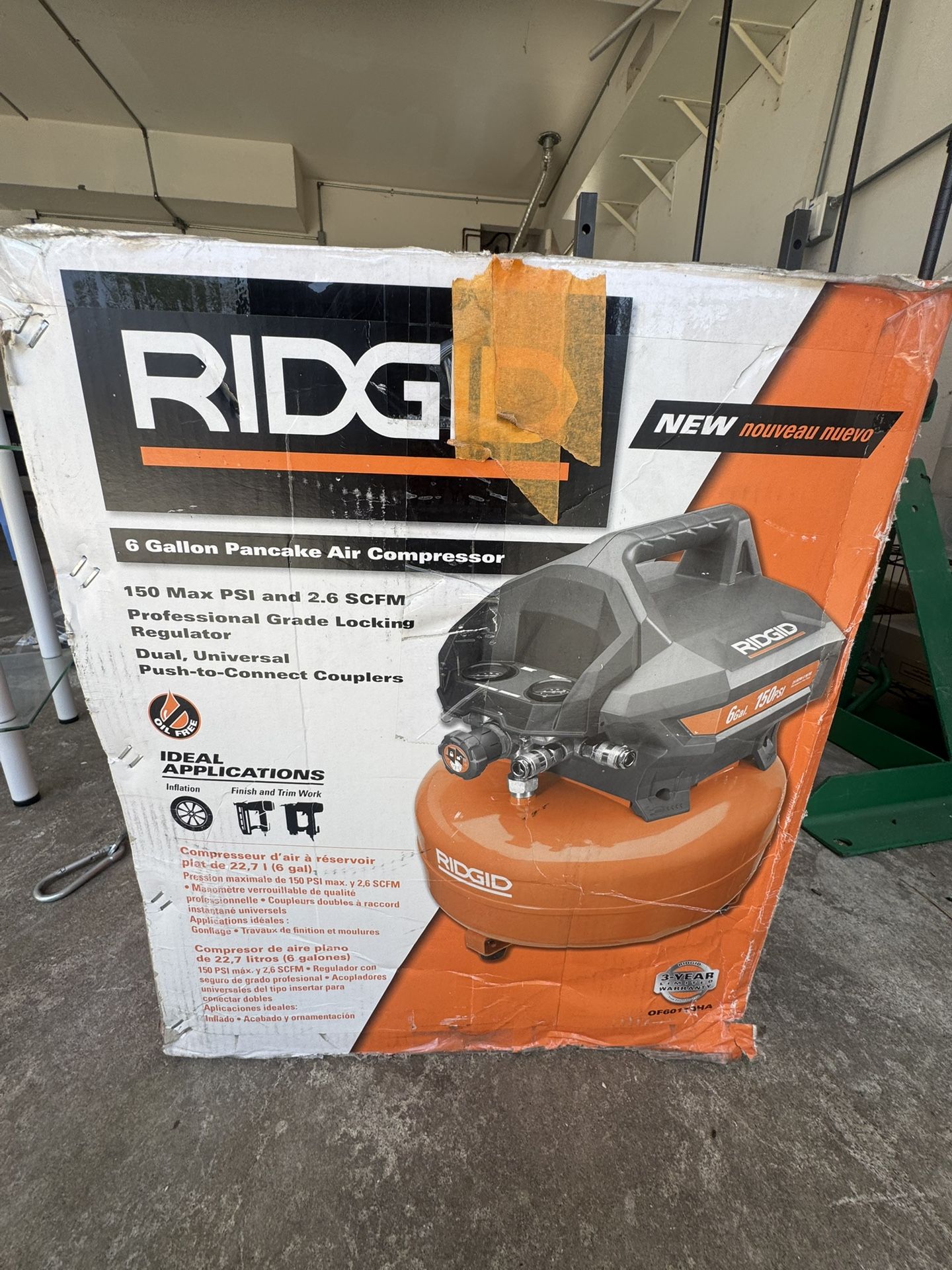 Ridgid Air Compressor 6 Gallon 60$