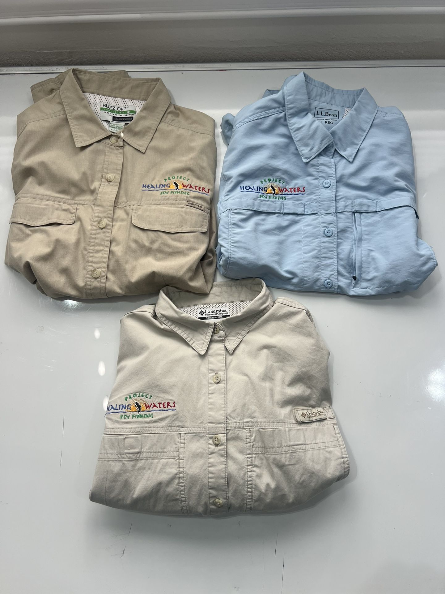 Lot 3 Columbia Insect Shield Womens Long Sleeve Fishing Shirts UPF Protection L