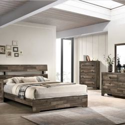 4- Pc Bedroom set Dresser,Mirror  Nightstand (1) Queen size bed frame  Not including Mattress and Box Sp