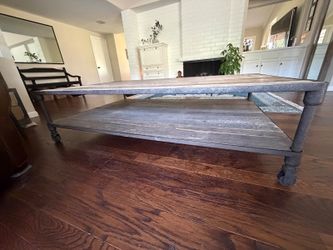 Rustic Wood Coffee Table Good Condition Metal Frame Casters – Mission Viejo, CA