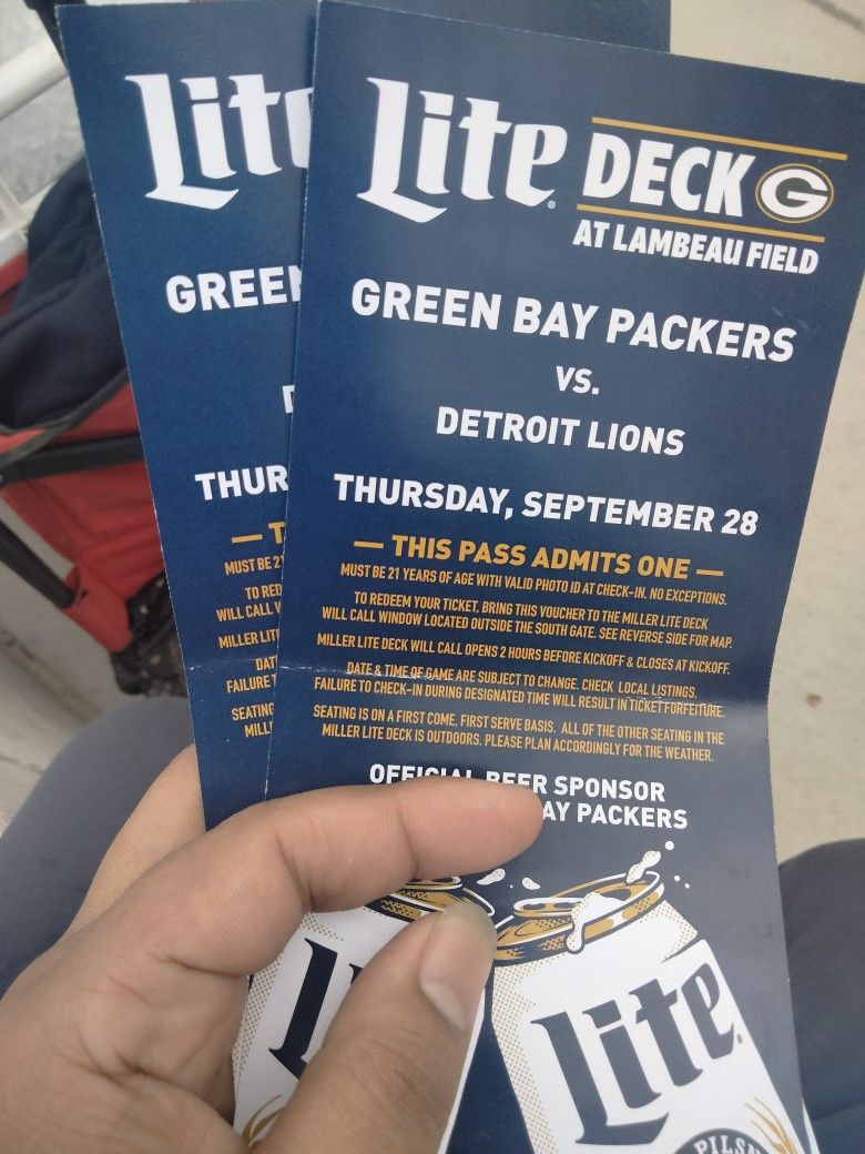 MILLER LITE DECK PACKERS VS LIONS TONIGHT
