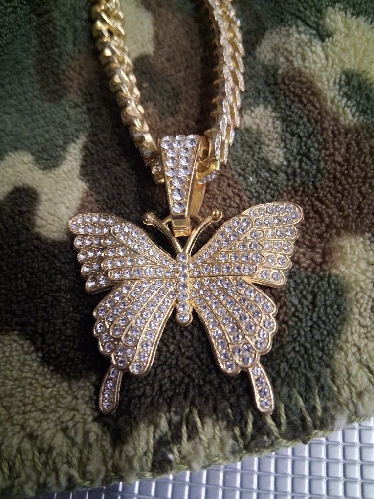 Iced Out Butterfly Necklace