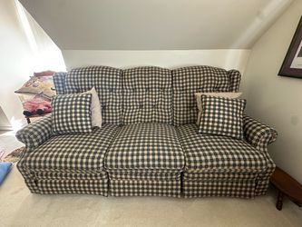 3-Seat Plaid Upholstered Sofa