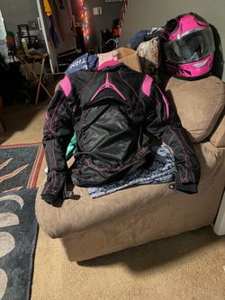 ICON  WOMENS PINK MOTORCYCLE JACKET.