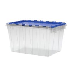 KeepBox 12 Gallon Storage Container, Nesting and Stackable Plastic Storage Box with Lid Attached and Rails for Letter Size Hanging File Fold