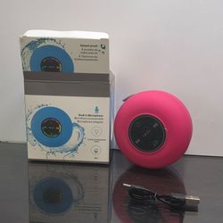 Portable Waterproof Bluetooth Shower Speaker Wireless Mic LED Light Pink