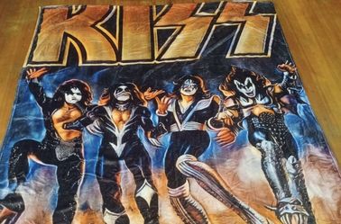 Kiss Music Throw Blanket 5 foot By 6.5 Foot New Album Cover Concert Gene Paul Ace Peter