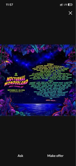 Nocturnal wonderland 2 day VIP