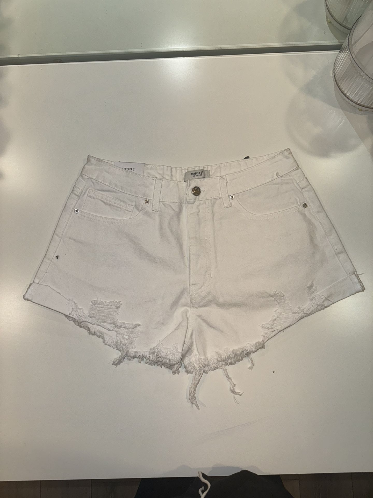 Forever 21 White Denim Shorts