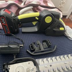 24V FEASYD Cordless Hedge Trimmer HAND trimmer 2 attachments like new