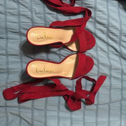 Lulus Red Lace Up Heels