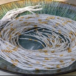 Authentic West African Waist Beads -silver/clear