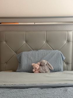 Queen gray bed frame