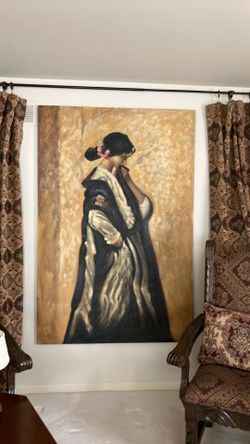 X-Large Spanish Woman Painting on Canvas