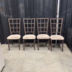 Set of 4 Cramco Metal Grid Back Dining Chairs