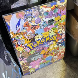 Vintage Kanto Johto Pokémon art poster  framed 