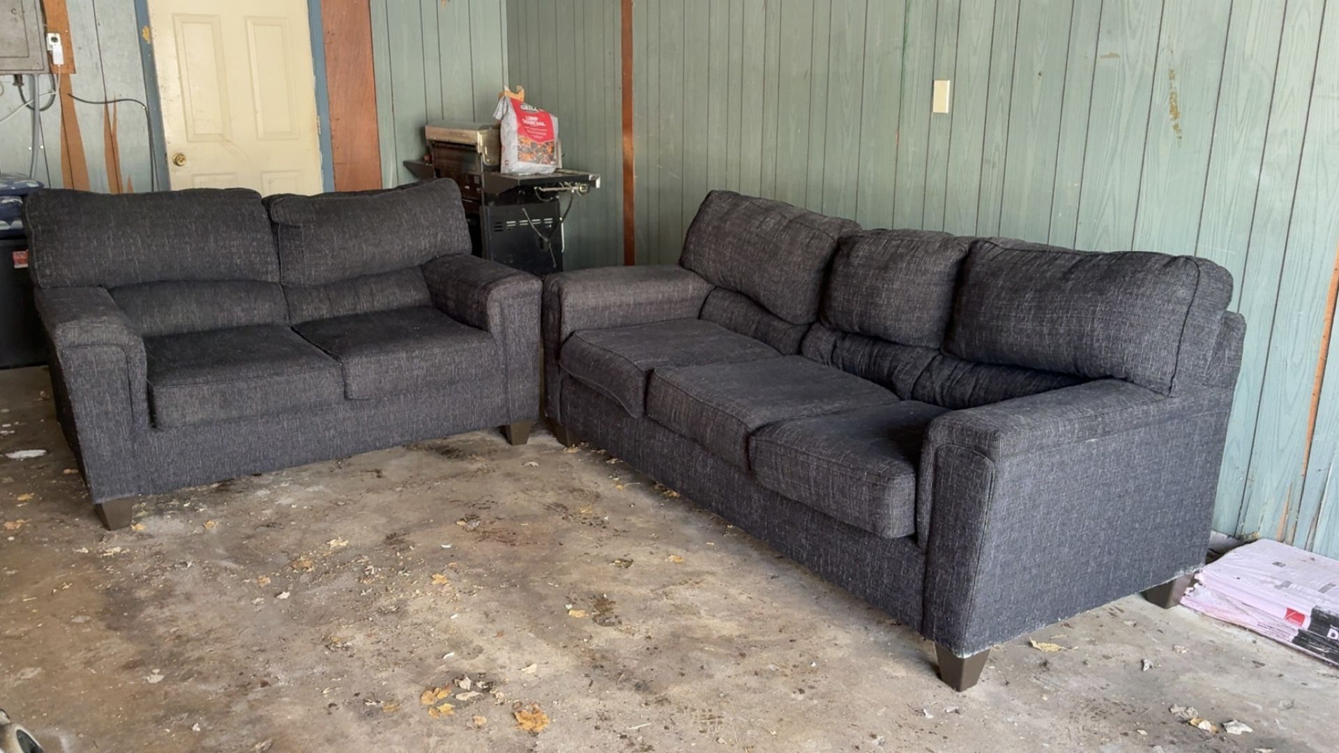 Dark Gray Couch And Love Seat 