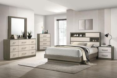 New 4PC Queen Bedroom Set with Queen Bedframe Dresser Mirror Night Stand