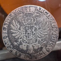 1766 Austrian Netherlands Maria Theresa Silver Kronenthaler coin minted in Brussels.  