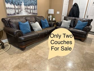 Dark Brown Ashley Leather Sofa and Loveseat Set