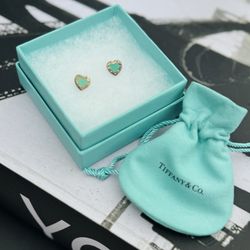 Authentic Tiffany Heart Enamel Earrings 