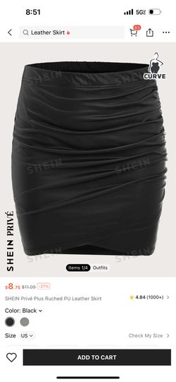 Plus Size Leather Skirt