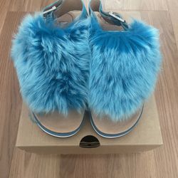 UGG Blue Furry Sandals (6.5)  