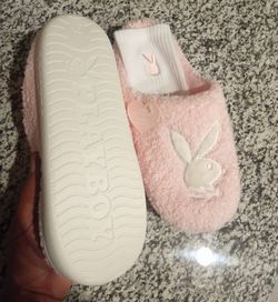 Playboy Fluffy Pink Slippers with Socks
