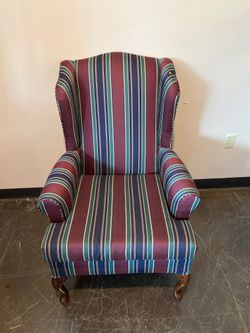 Basset Striped Wingback Accent Chair