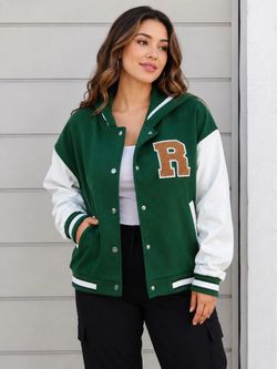 Women’s better be trendy varsity style hooded jacket size Large
