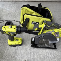 Ryobi P1816 18V Drill and Circular Saw Starter Kit