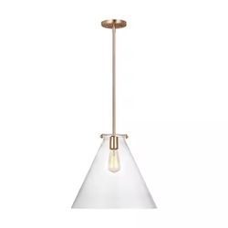 Modern Satin Brass Glass Pendant Light – New (Kate 1-Light)
