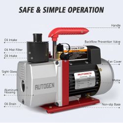 Autogen 5cfm Vacuum Pump 1/2 Hp
