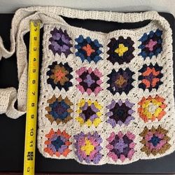American Flirt Tote Bag Shoulder Bag Crochet Knit Sunflower Granny Square Quilt just $7 
