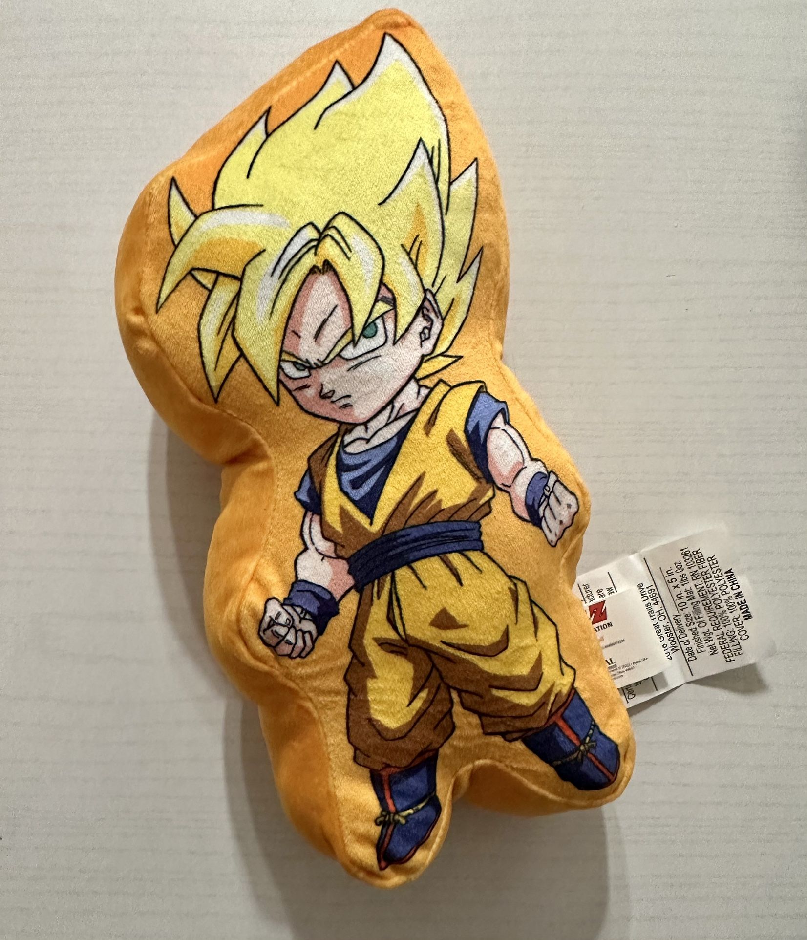 Anime Dragon Ball Z Saiyan GOKU Shaped Plush NWOT 10in