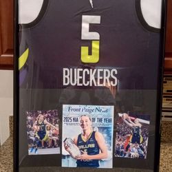 PAIGE BUECKERS OF THE DALLAS WINGS, CUSTOM STITCHED, BRANDED AND AUTHENTIC FRAMED JERSEY.