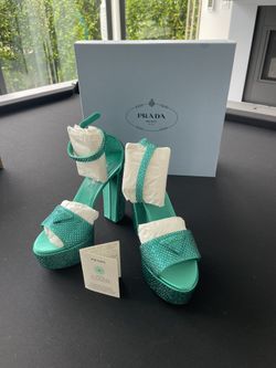 Prada Crystals Satin Platform Sandal