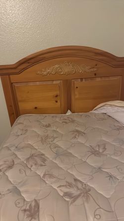 Wood Bassett Bed Headboard with Carved Detail